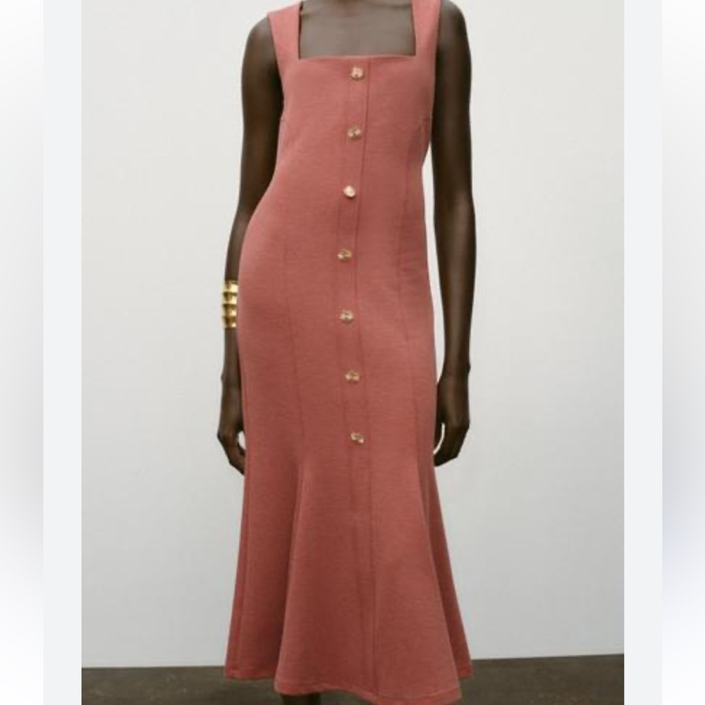 Zara Elegant Pink Button-Down Dress